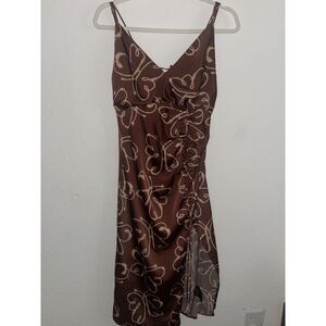 Urban Outfitters Women's Satin Butterfly Print Ruched Slip Dress Small Size